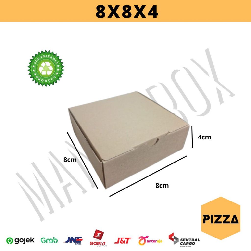 

Kardus 8x8x4 cm model pizza polos sablon coklat luar dalam