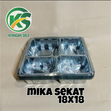 Plastik mika sekat 4 nasi box 18x18