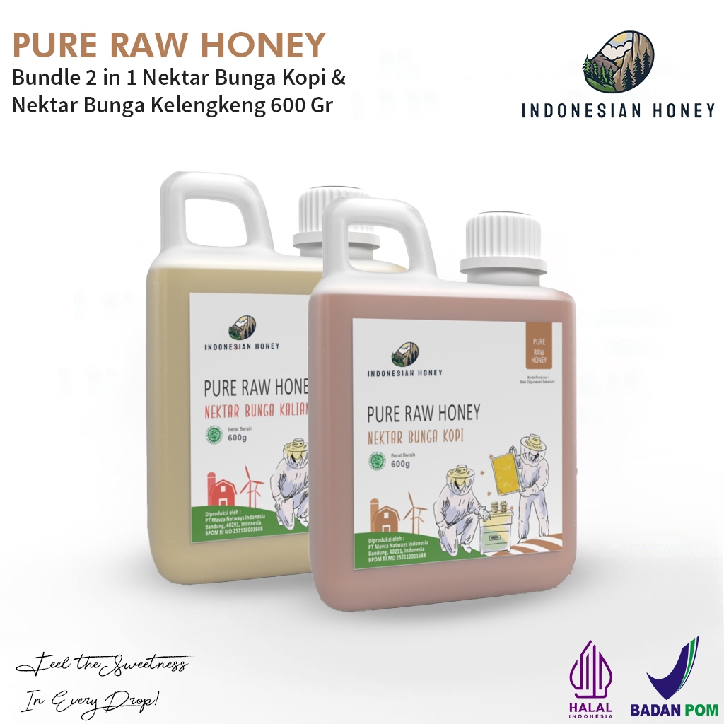 

Indonesian Honey Bundling 2 In 1 Madu Nektar Bunga Kopi & Kelengkeng 600gr