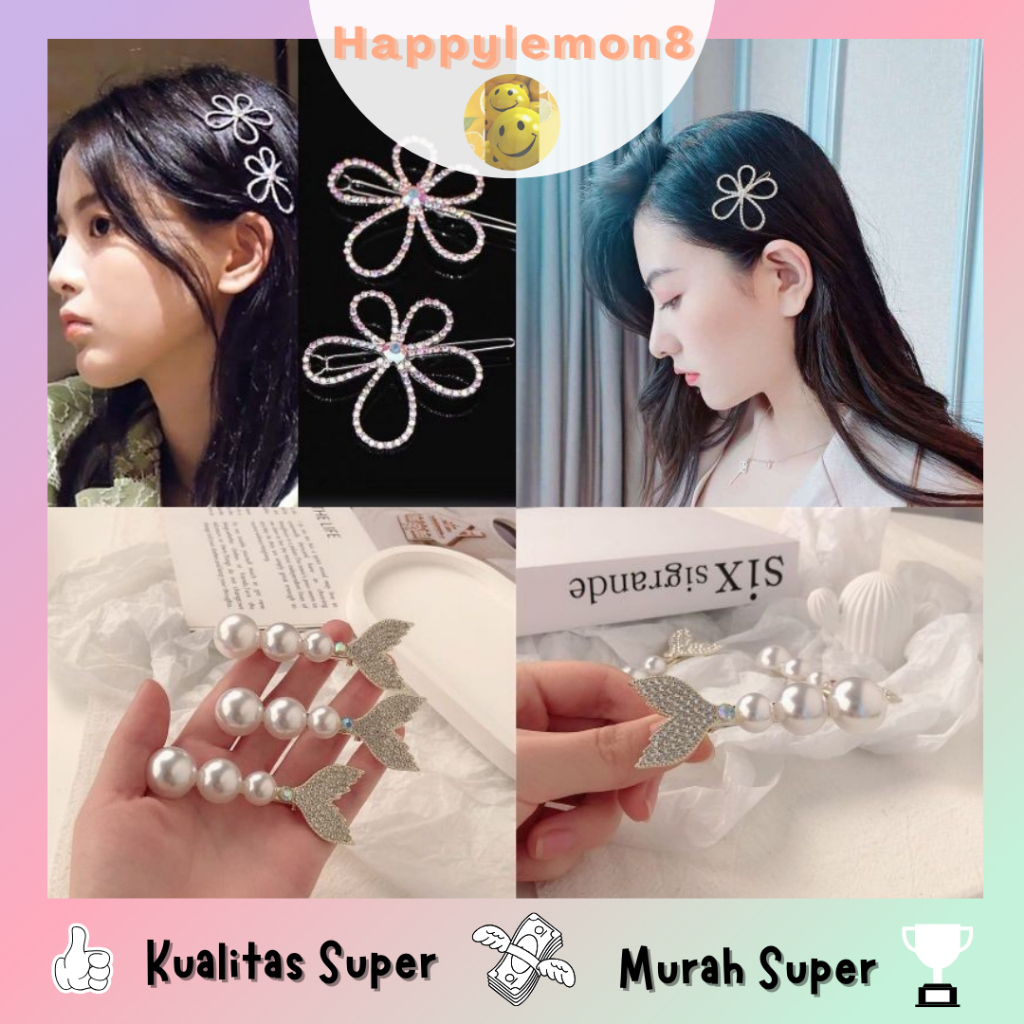 jepit rambut bahan alloy berlian imitasi untuk wanita bentuk bunga berlian imitasi