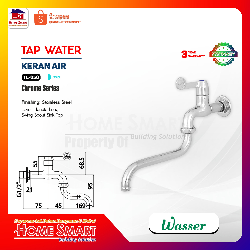 Kran Air Cuci Piring Wasser TL-050 - Kran Tembok