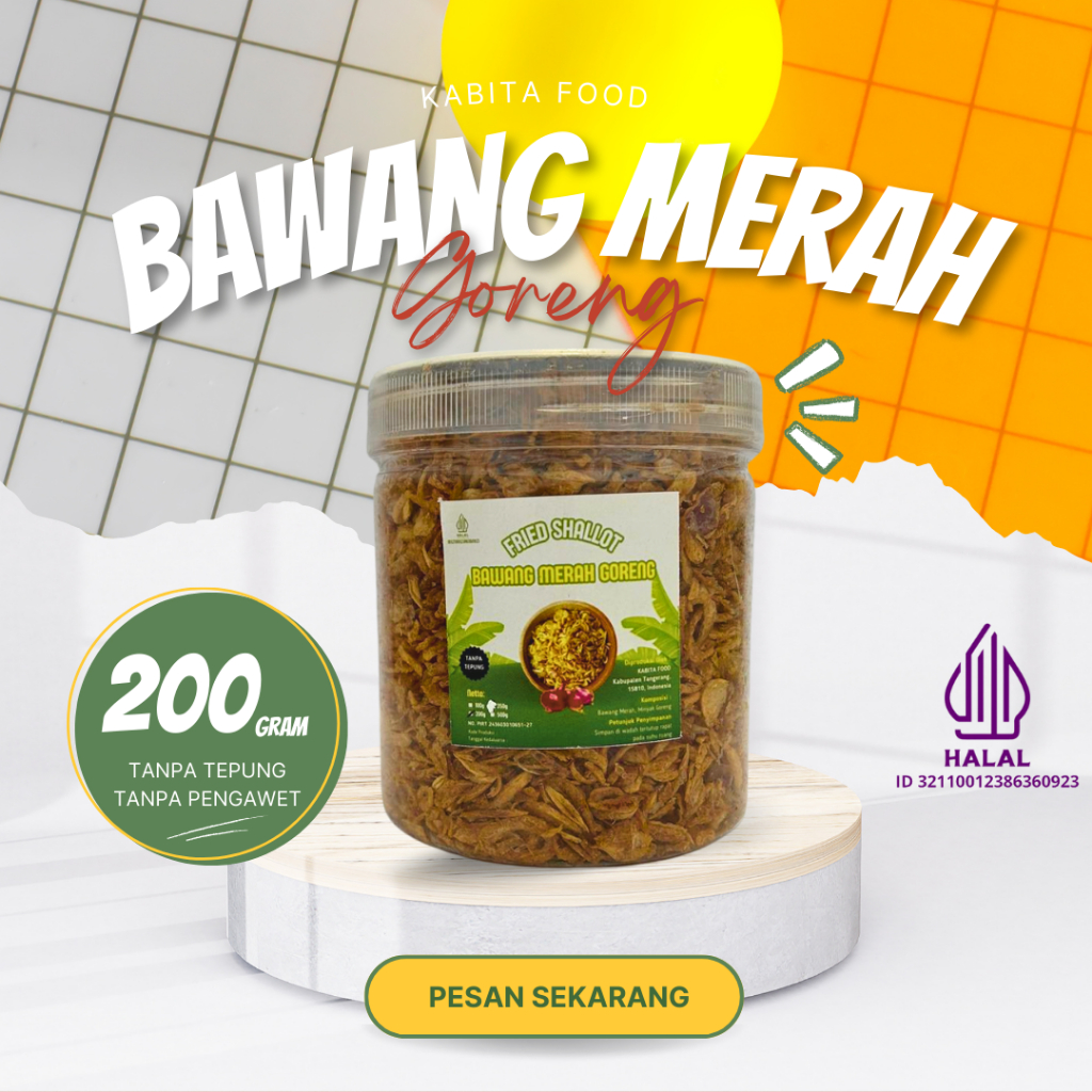 

BAWANG MERAH GORENG Premium 200g Kabita Food (Toples 500ml) Tanpa Tepung