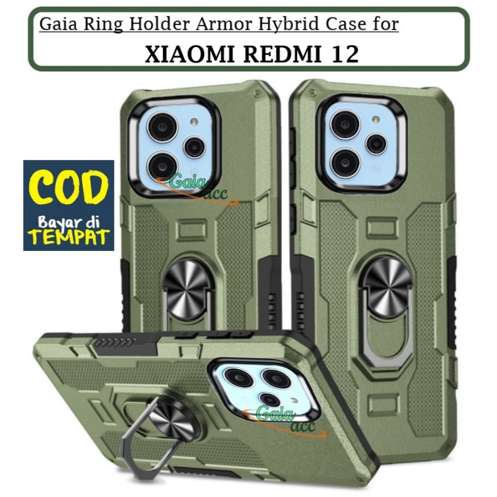Casing Xiaomi Redmi 12 Hard Case Ring Armor Robot Case Kickstand Hybrid/Ring Holder
