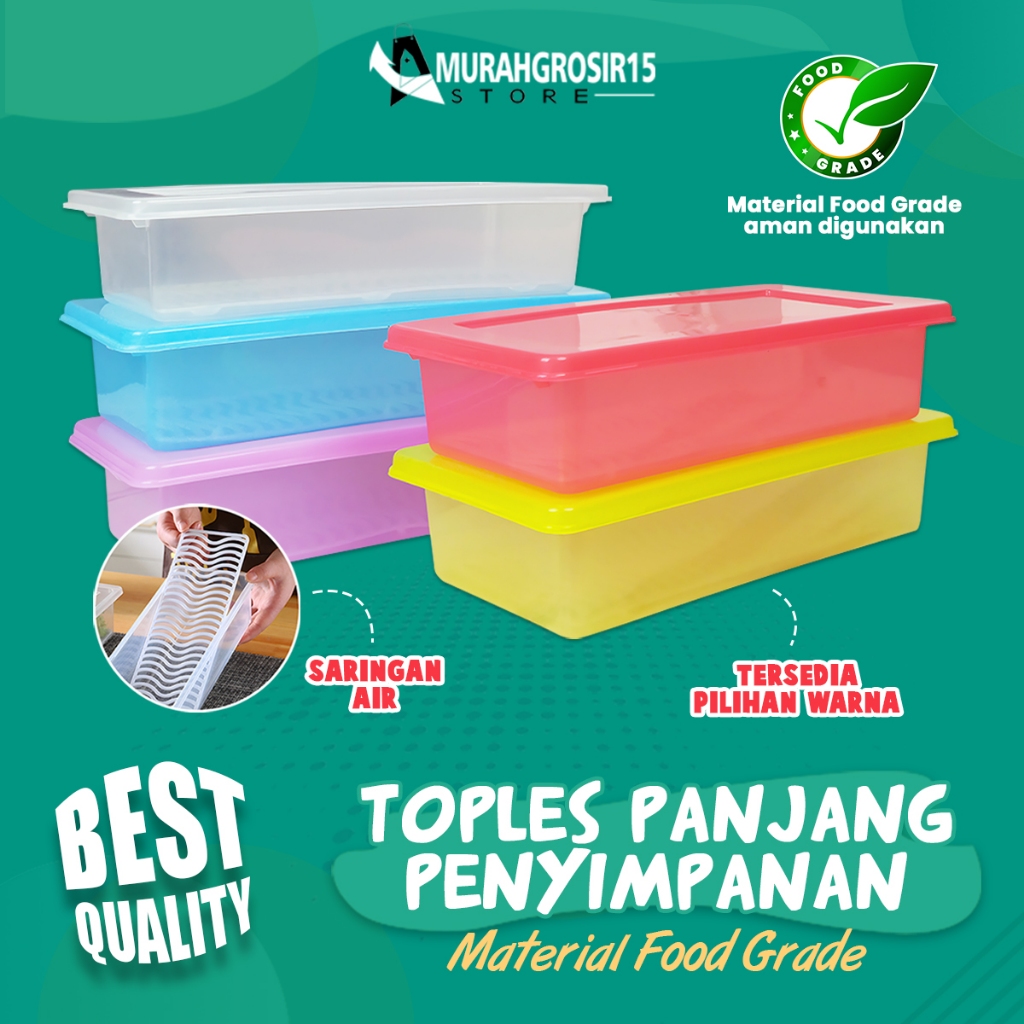 Toples Food Grade / Toples Panjang Warna Warni Food Kontainer/ Toples Makanan / Penyimpanan Daging  