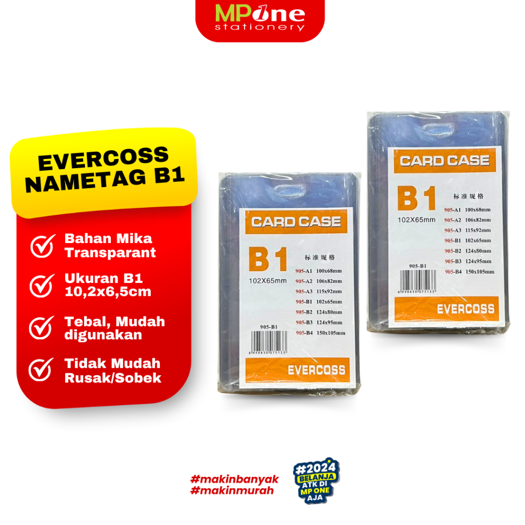 

(1 PACK) NAME TAG ID CARD MIKA EVERCOSS UK B1/ PLASTIK TANDA PENGENAL TRANSPARANT EVERCOSS B1 10,2 x 6,5 (ISI 20 LEMBAR)