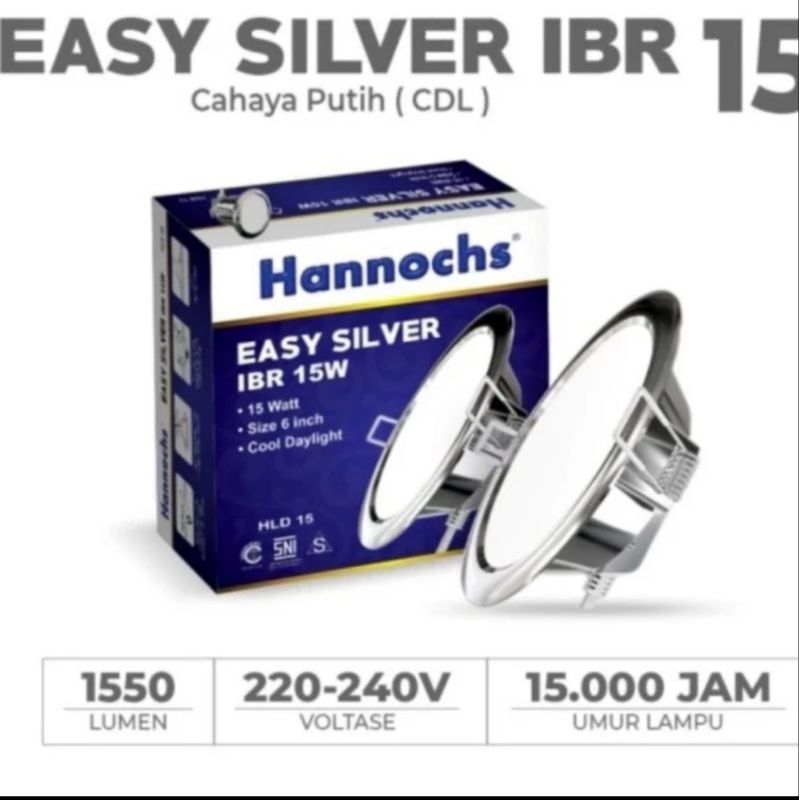 Hannochs Downlight LED Easy Silver 15W IBR CDL - Cahaya Putih