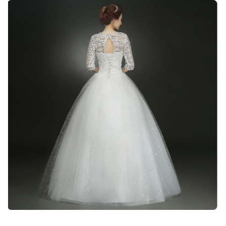 GAUN WEDDING / GAUN PERNIKAHAN WANITA BROKAT / GAUN PENGANTIN PUTIH / WEDDING DRESS BROKAT / WHITE D