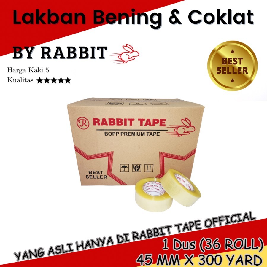 

Lakban Rabbit Tape 2 inch x 300 yard / kualitas OK (DUS)