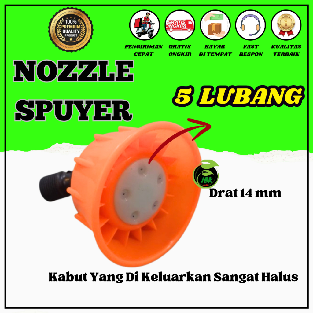 NOZZLE NOZZLE SPUYER NOZZLE PLASTIK 5 LUBANG NOZZLE SEMPROTAN PERTANIAN Nozzle Sprayer Orange Nozzle