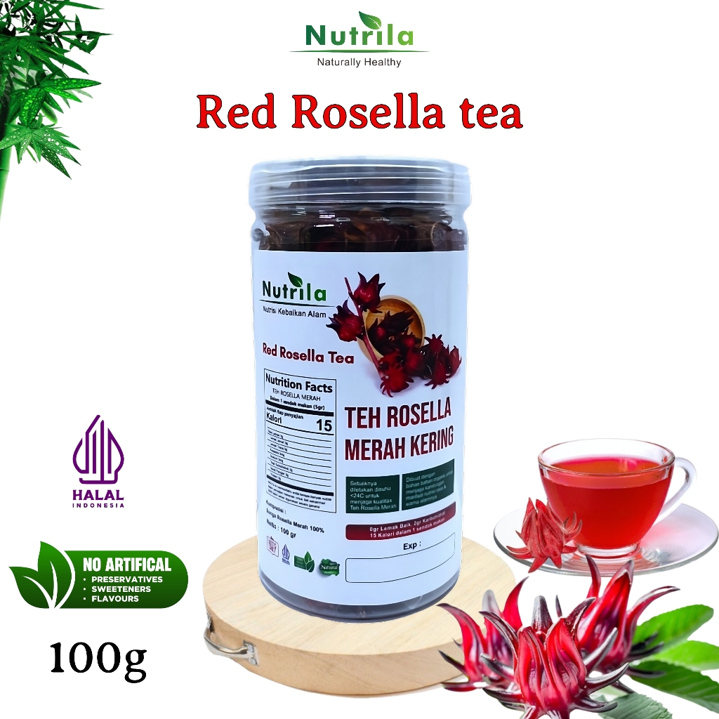 

Nutrila Teh Bunga Rosella Kering Dried Red Rosella Tea 100% Organic Tanpa Pengawet