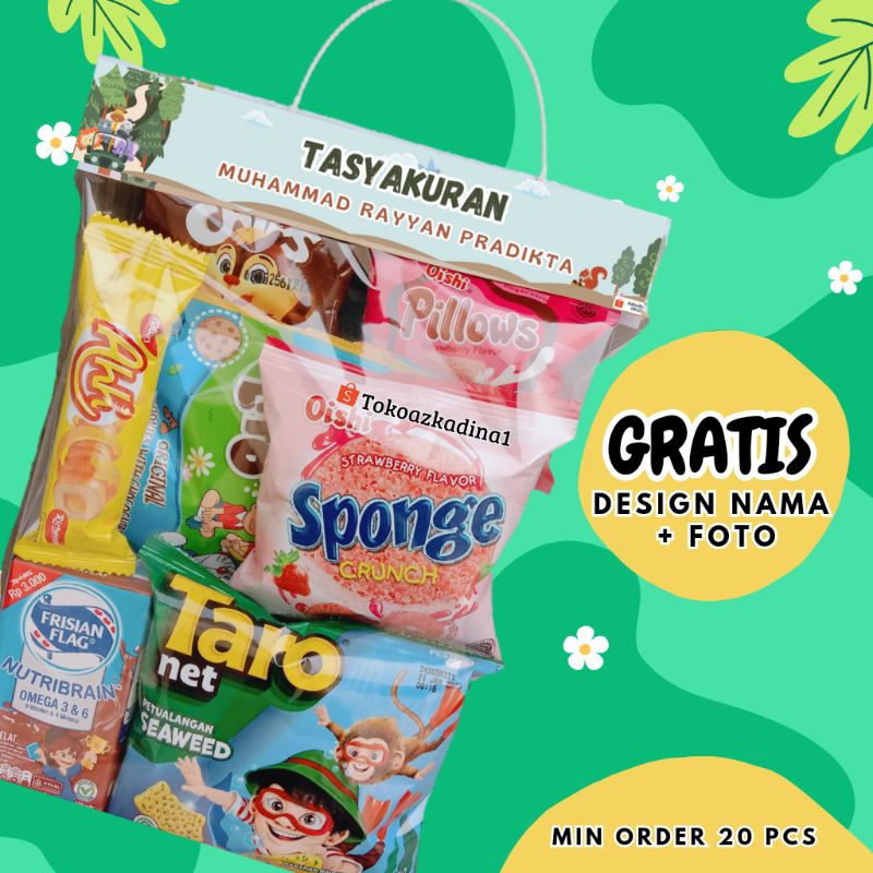 

SNACK ULANG TAHUN KHITAN/PITONAN/AQIQAH FREE DESIGN NAMA
