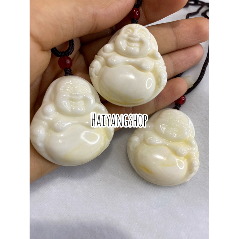 Kalung Liontin Giok - Liontin Putih - Liontin Kerang putih - Milefuo - Liontin Buddha - Kalung Keseh