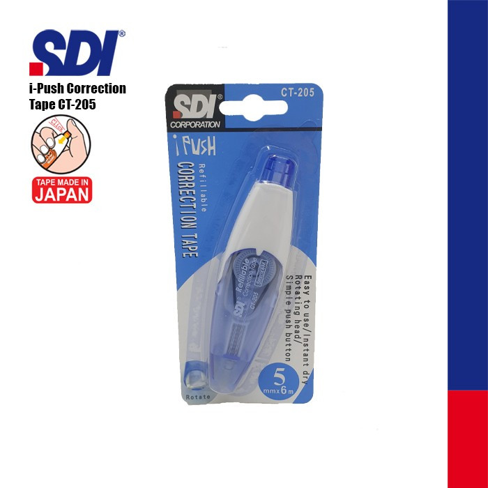 

SDI CT-205 i-Push Correction Tape / Tip-ex Pita (5mm x 6m)