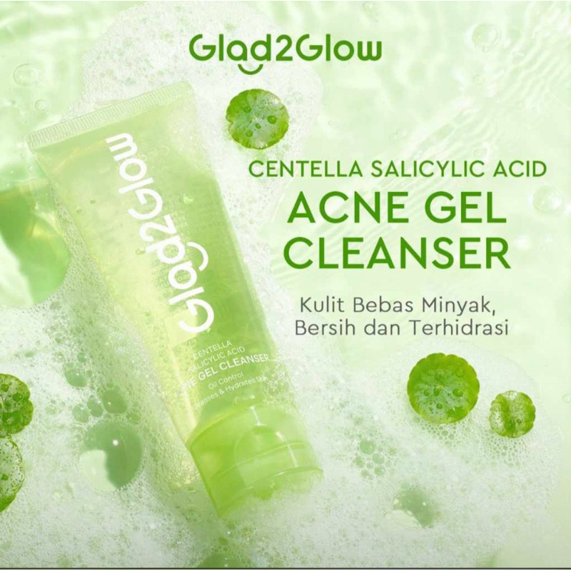 [New Launch] Glad2Glow Centella Salicylic Acid Acne Gel Cleanser 70ml Face Wash g2g Facial Wash Glad