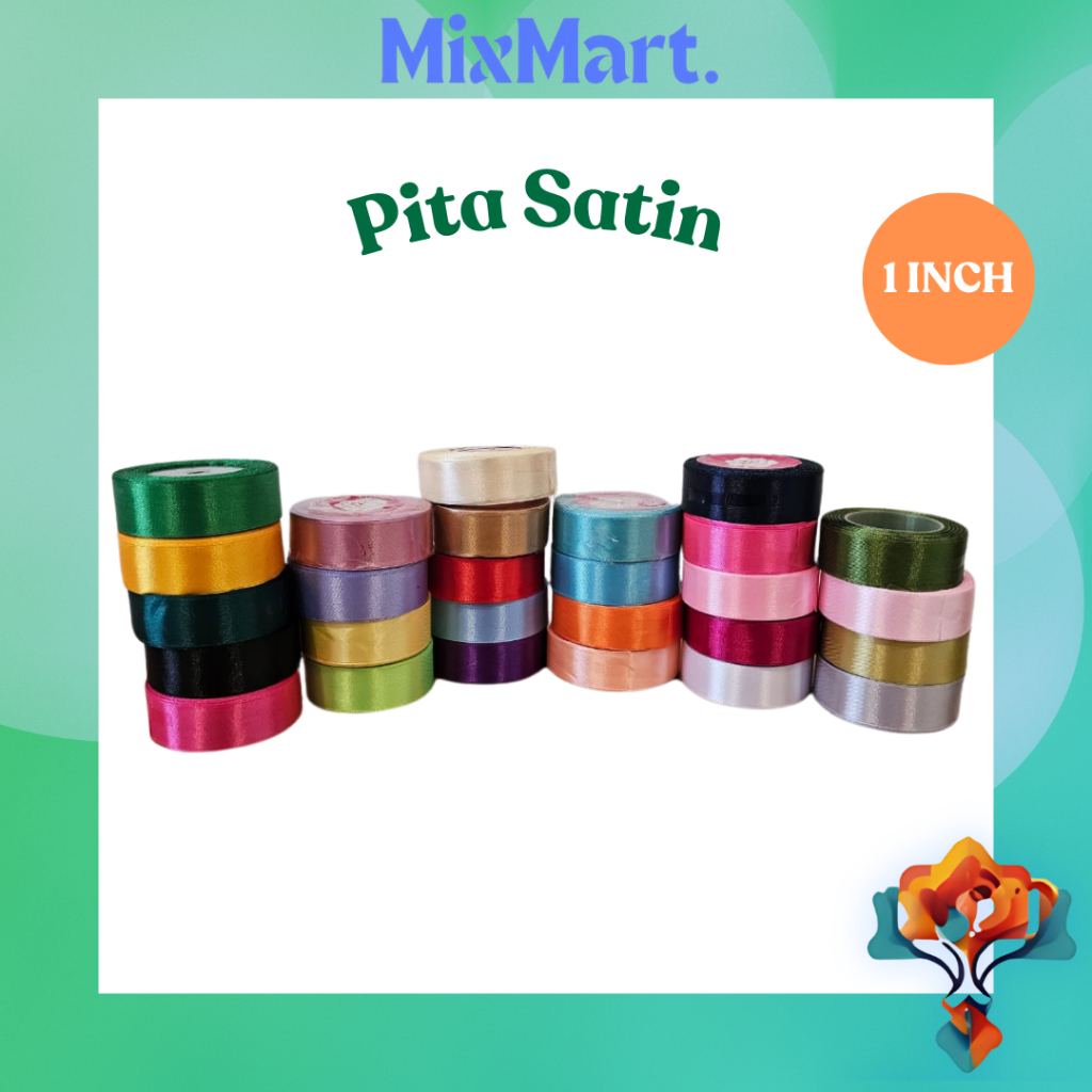 

Pita Satin 1 inch (2,5 cm) Import panjang 20 yard (18 meter)