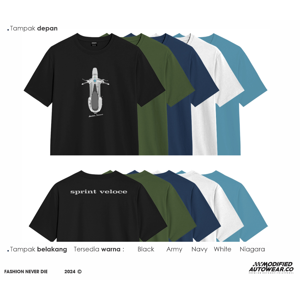kaos vespa sprint veloce modified autowear premium tshirt vespa original baju vespa sprint