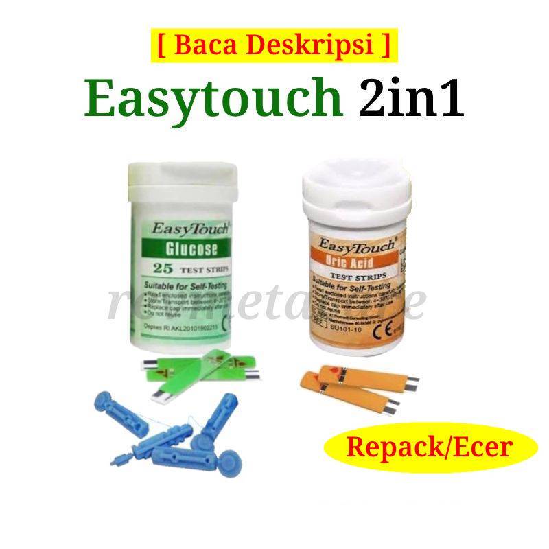 Strip Easy Touch 2in1 Tes Cek Ukur Gula Darah Dan Asam Urat Stik Refill Easytouch Murah Bonus Lancet