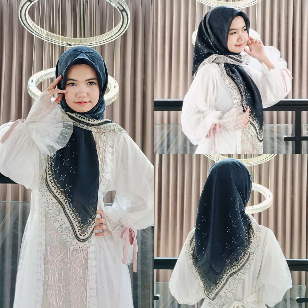 Hijab Segi Empat Mewah Kerudung Motif Jilbab Journey Ori Premium Awan Terbaru Lasercut