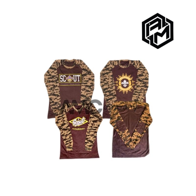 BAJU KAOS LORENG PRAMUKA LENGAN PANJANG SCOUT RAGLAN LAPANGAN