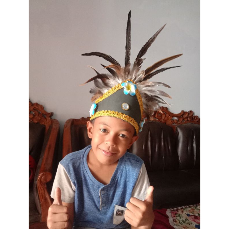 MAHKOTA BULU BUNGA KAMBOJA/HIASAN KEPALA/TOPI BULU