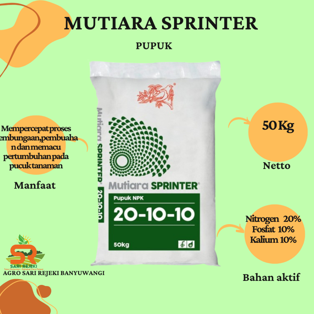PUPUK SPRINTER 20-10-10 50KG MUTIARA