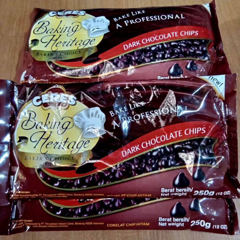 

CERES BAKING HARITAGE DARK 250 GRAM ( CHOCHO CHIPS CERES )