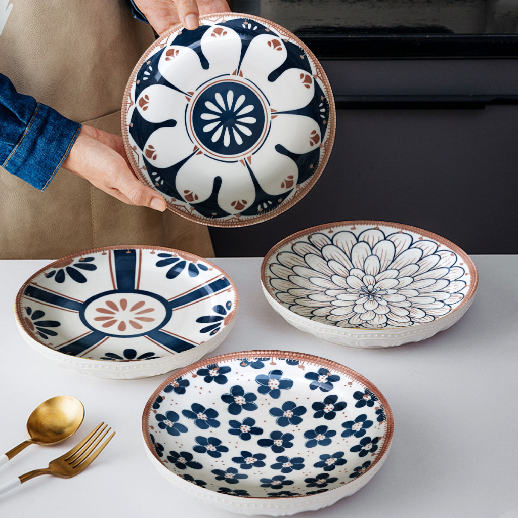 [PIRING ISI 1] Ideame Piring Keramik Vintage Piring Plate Peralatan Makan Modern Piring Bulat / Piri