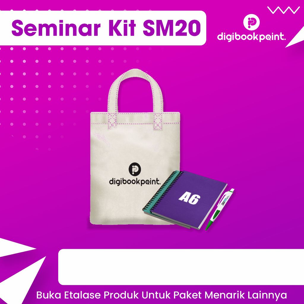 

Paket Custom Seminar Kit Isi 3 - Tas Canvas, Notebook Spiral A6, Pulpen Sablon - SM20