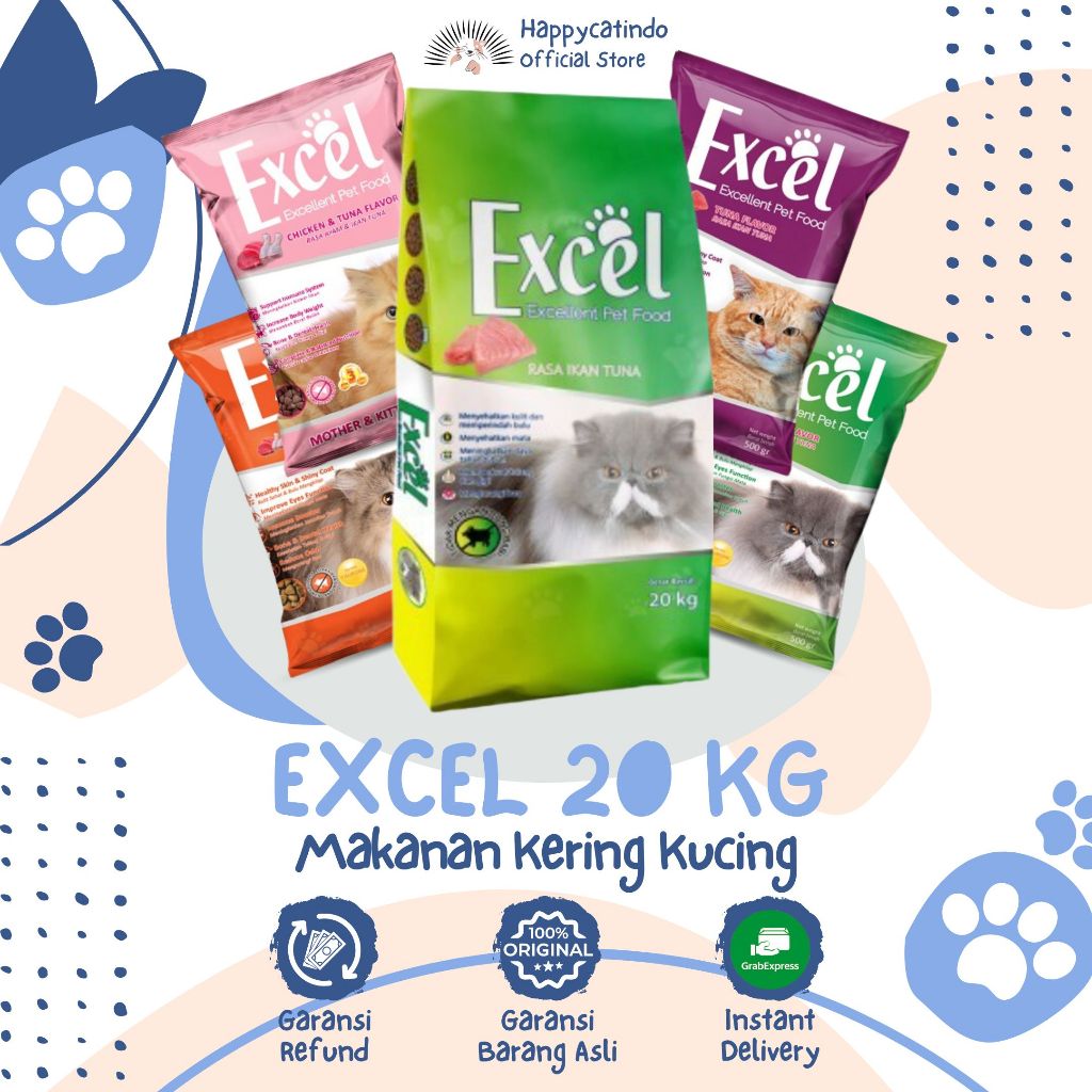 Makanan Kucing Kering EXCEL 20 KG Kemasan Karungan 1 SAK