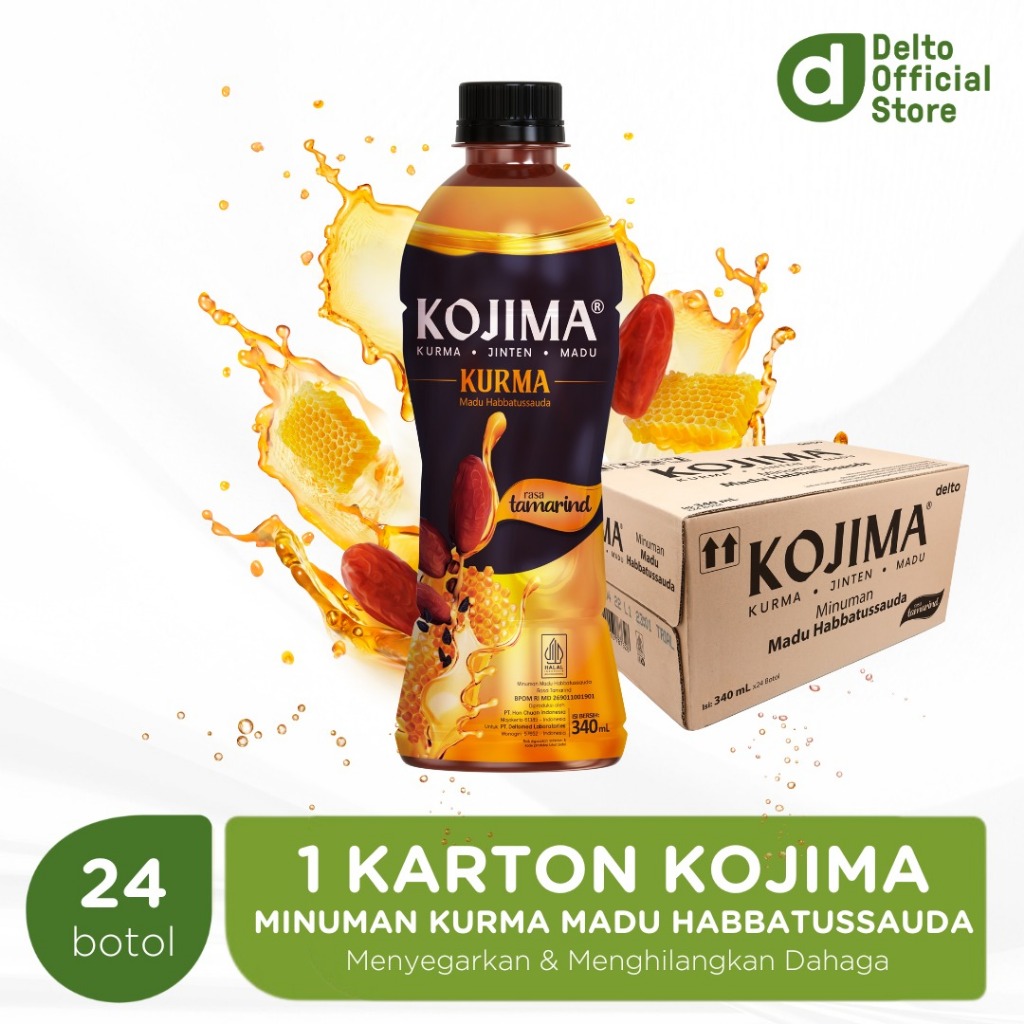 1 Karton (24 Botol) Kojima Minuman Kurma Madu Habbatussauda (Jinten Hitam) 340 ml - Enakk Sehat Meny