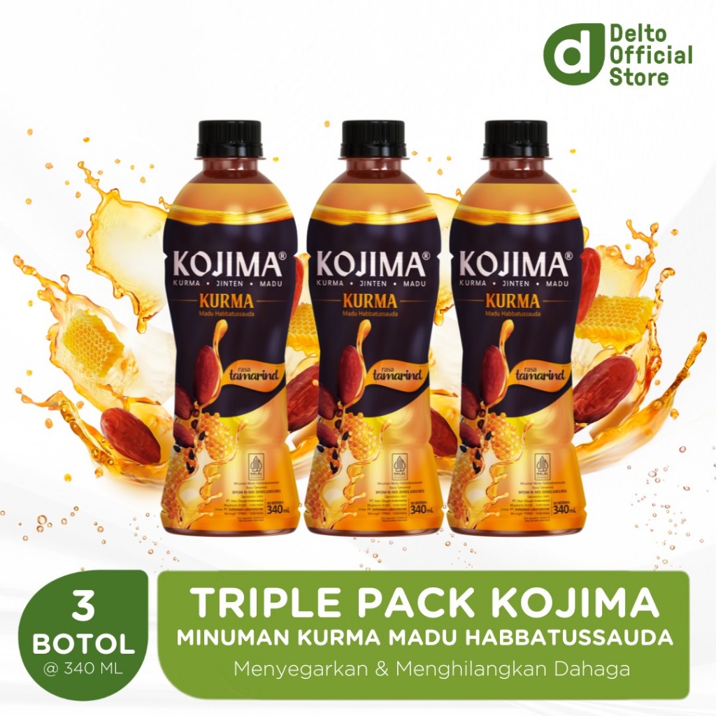 

Triple Pack Kojima Minuman Kurma Madu Habbatussauda (Jinten Hitam) 340 ml - Enakk Sehat Menyegarkan Menghilangkan Dahaga