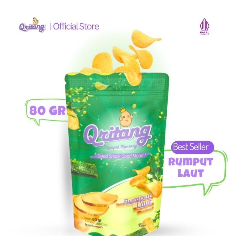 

Qritang Keripik Kentang Rasa Rumput Laut (kemasan Pouch)