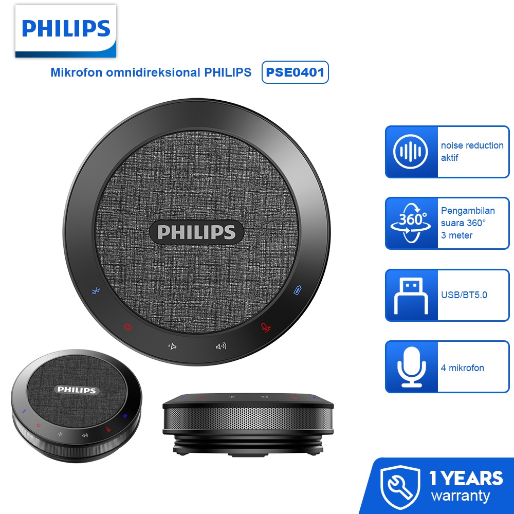 Philips Microphone Meeting Conference Mic Bluetooth Speaker Speakerphone Noise Cancelling PSE-0401