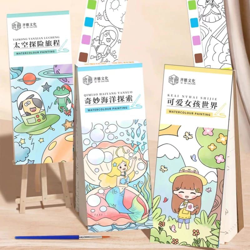 

1 Set Paket Lukis / Paket Melukis anak / Buku Mewarnai Catatan Cat Air Anak-anak /
