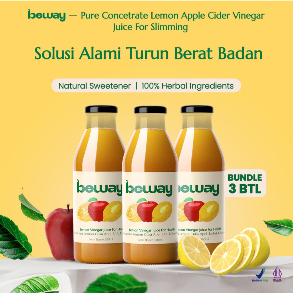 

Beway Jus Konsentrat Lemon & Cuka Apel - Pilihan Tepat untuk Tubuh Lebih Ringan dan Segar [ Bundle 3 BTL ]