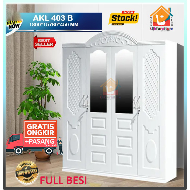 MODEL KLASIK Lemari Pakaian Besi 4 Pintu EUROPE 403