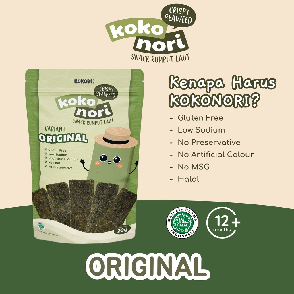 

Kokobi Koko Nori Crispy Seaweed 20gr / Snack Rumput Laut Sehat Anak