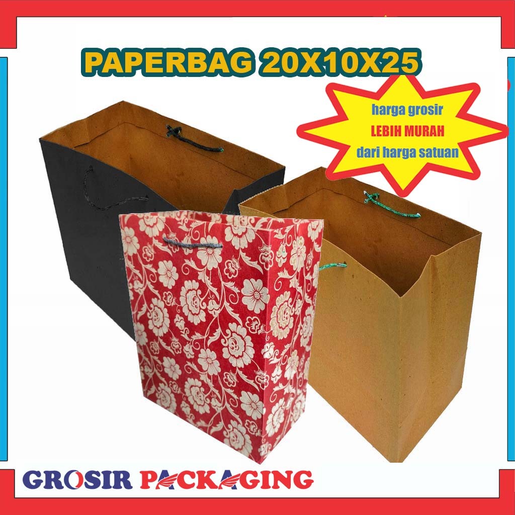 

(PAKET 20 PCS) Paperbag 20x10x25 Cm/ Tas Kado/ Tas Souvenir/ Tas Paperbag