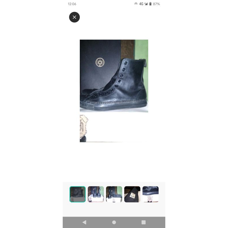 sepatu Converse full black kulit UK 43