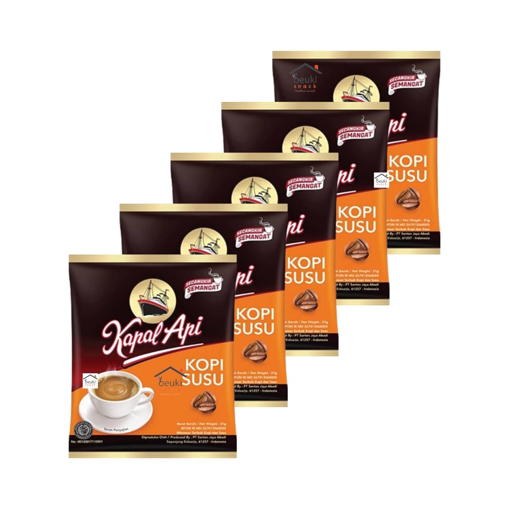 

5PCS Kapal Api Susu Minuman Kopi Bubuk Indonesia