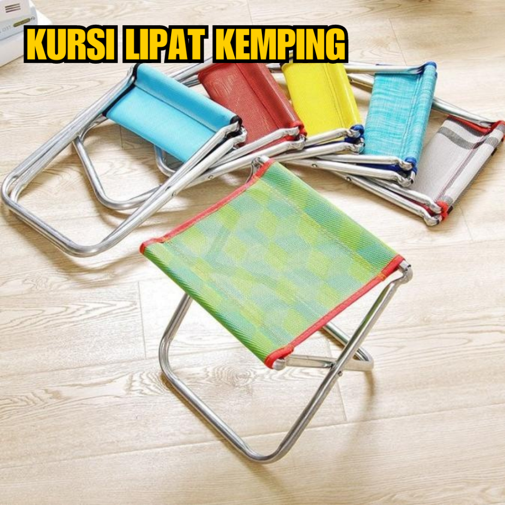 Kursi Lipat Kemping Portable Kursi Lipat Outdoor Kursi Kecil Serbaguna Rangka Besi Kuat