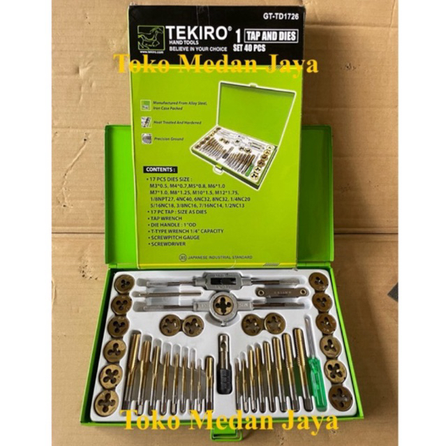 TAP AND DIES SET TEKIRO 40PCS ALAT SENAI DAN TAP ULIR BAUT DRAT