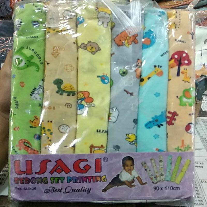 (3pcs) Bedong USAGI GOLD Full print Warna/polos warna  dan Putih fullprint SNI Ukuran 90X110CM