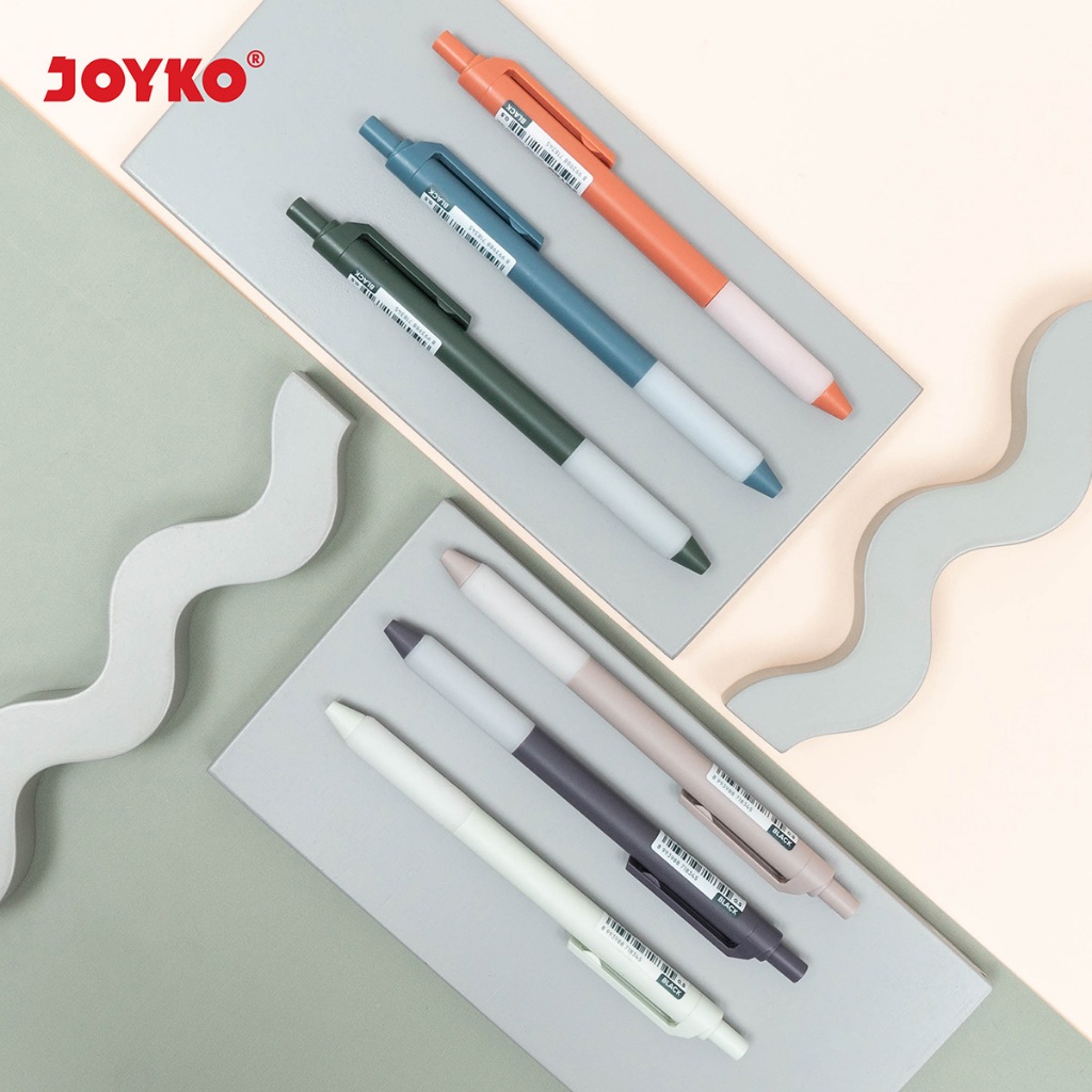 

(6 Pcs) Pulpen Gel Pen Klik JOYKO GP-368 Morand Hitam Black 0.5 mm Anti Macet Luntur Air