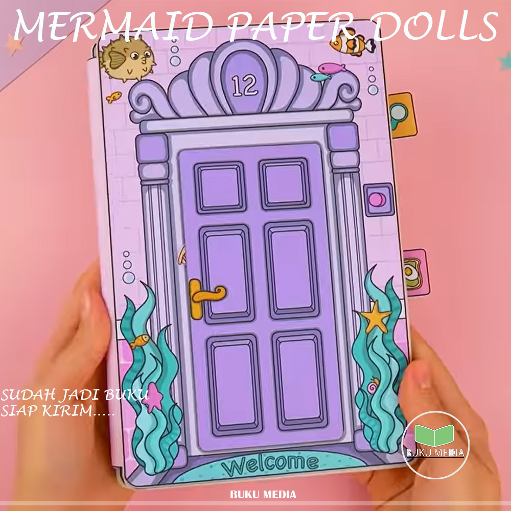 paper dolls house mermaid mainan kertas edukatif anak bisa bongkar pasang