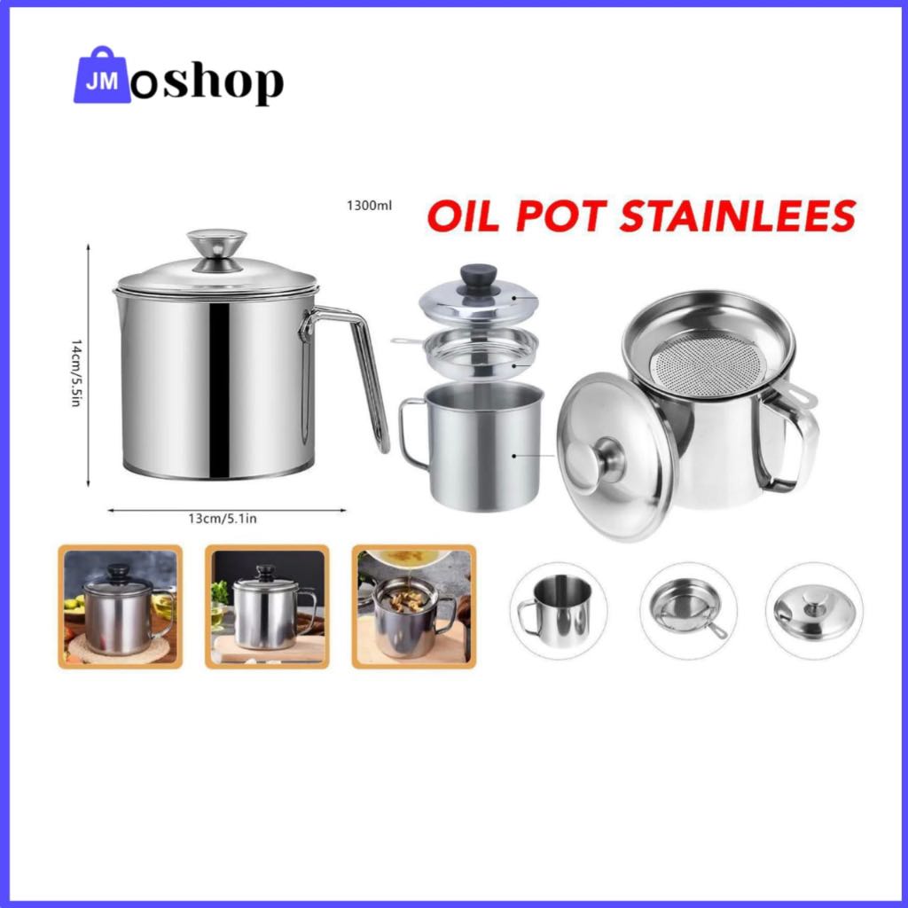 Oil Pot Wadah Saringan Minyak Stainless Gelas Saringan Minyak Oil Filter Pot