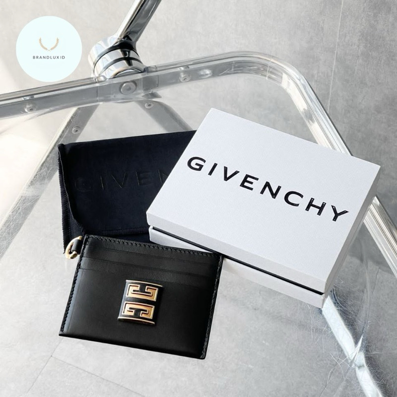 Givenchy 4G Leather Card Holder Black & Taupe