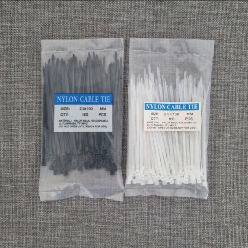

Nylon Cable Tie Ukuran: 2.5 x 100 mm Warna Hitam / Putih