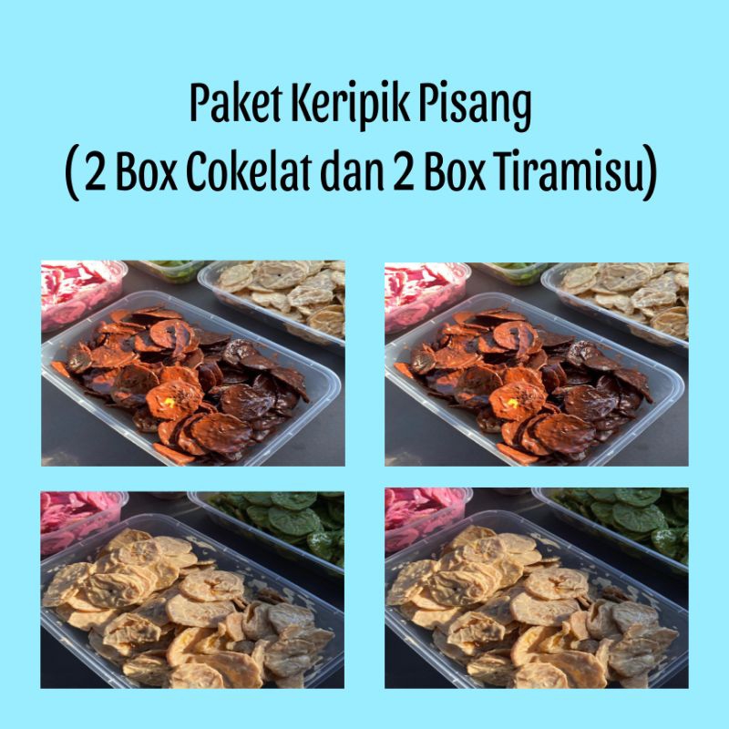 

KERIPIK PISANG LUMER 2 BOX COKELAT DAN 2 BOX TIRAMISU
