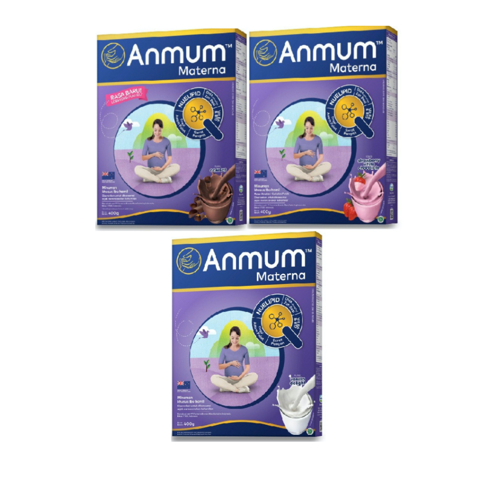 Anmum materna susu ibu hamil rasa coklat / vanila / strawberry white coklat 400 gram